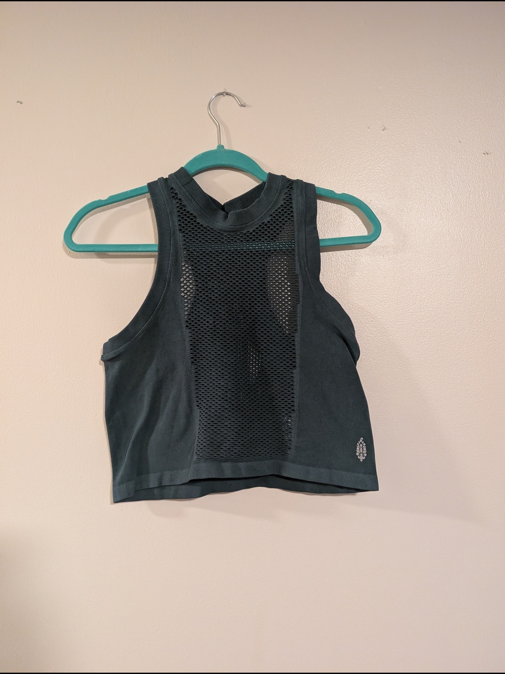 Free People Green Mesh Crop Top XS